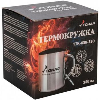 819 р. Термокружка ТОНАР 350ML металлическая, с пластиковой крышкой+карабин ТОНАР t.tk-038-350  с доставкой в г. Чебоксары. Увеличить фотографию 2