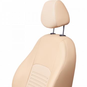 6 799 р. Комплект чехлов для сидений (ЦЗС 2Г Илана+Орегон) ТУРИН СТ Lord Autofashion Hyundai Solaris HCR седан дорестайлинг (2017-2020) (бежевый, вставка бежевая, строчка бежевая)  с доставкой в г. Чебоксары. Увеличить фотографию 4