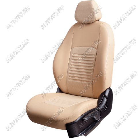 6 799 р. Комплект чехлов для сидений (ЦЗС 2Г Илана+Орегон) ТУРИН СТ Lord Autofashion Hyundai Solaris HCR седан дорестайлинг (2017-2020) (бежевый, вставка бежевая, строчка бежевая)  с доставкой в г. Чебоксары