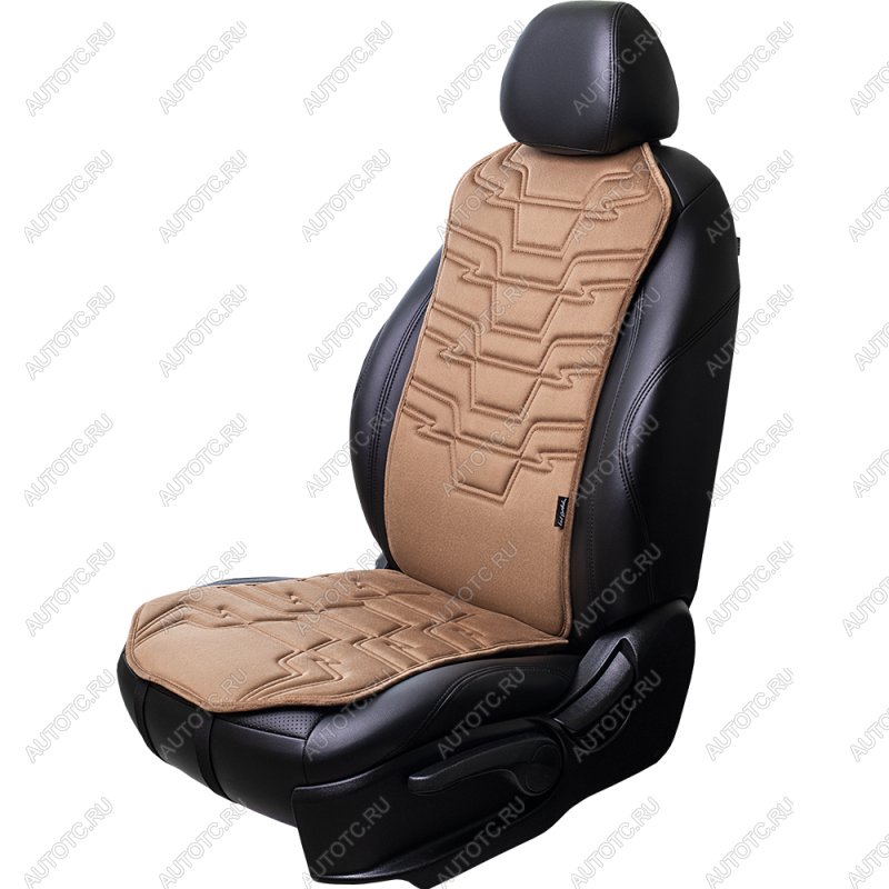 2 579 р. Накидка на сиденье (1 место Афины) ЛЮКС ст ФОРТ Lord Autofashion Lexus GX460 J150 дорестайлинг (2009-2013) (бежевый, строчка коричневая )  с доставкой в г. Чебоксары