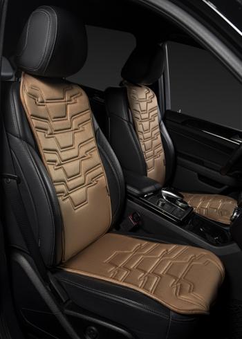 2 579 р. Накидка на сиденье (1 место Афины) ЛЮКС ст ФОРТ Lord Autofashion Lexus GX460 J150 дорестайлинг (2009-2013) (бежевый, строчка коричневая )  с доставкой в г. Чебоксары. Увеличить фотографию 7