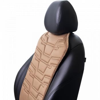 2 579 р. Накидка на сиденье (1 место Афины) ЛЮКС ст ФОРТ Lord Autofashion Lexus GX460 J150 дорестайлинг (2009-2013) (бежевый, строчка коричневая )  с доставкой в г. Чебоксары. Увеличить фотографию 8