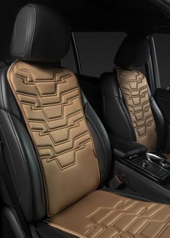 2 579 р. Накидка на сиденье (1 место Афины) ЛЮКС ст ФОРТ Lord Autofashion Lexus GX460 J150 дорестайлинг (2009-2013) (бежевый, строчка коричневая )  с доставкой в г. Чебоксары. Увеличить фотографию 5