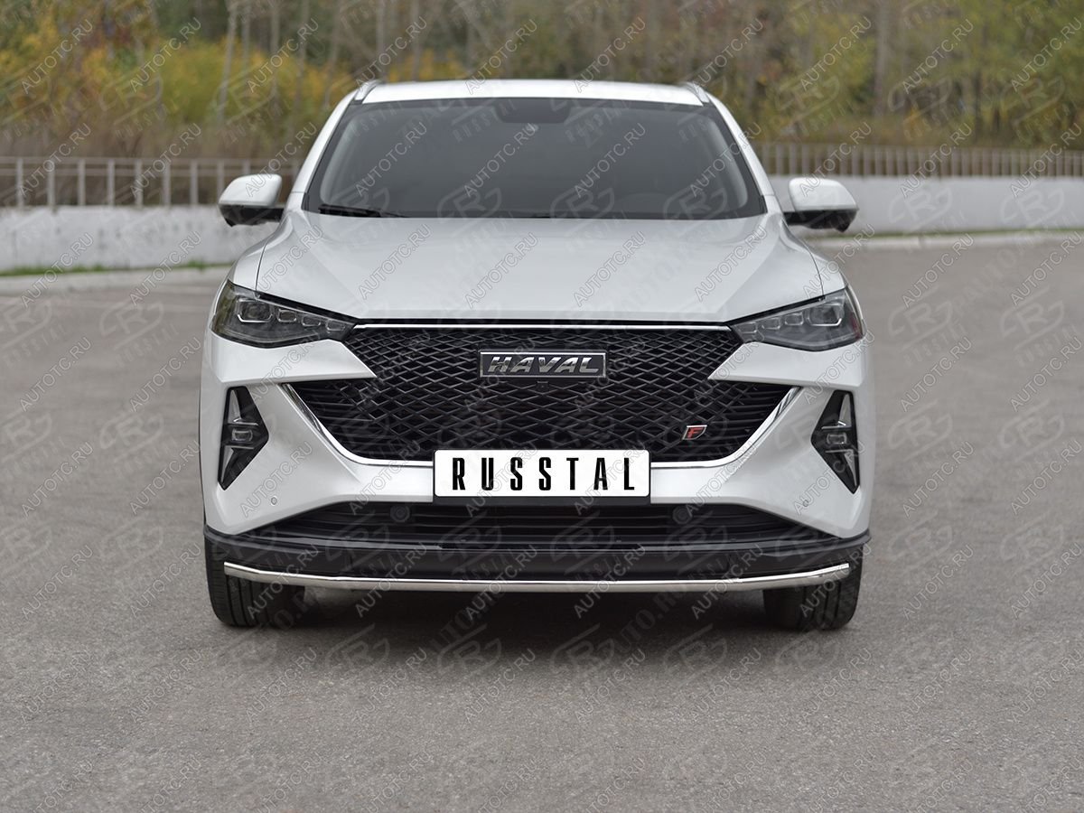 11 749 р. Защита переднего бампера d42 секции SLITKOFF Haval F7x рестайлинг (2022-2024) (нержавейка полированная)  с доставкой в г. Чебоксары