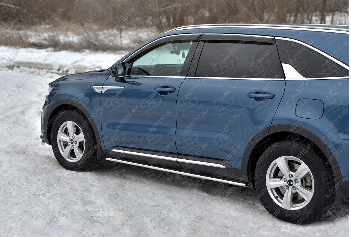 20 999 р. Пороги труба d42 с листом SLITKOFF KIA Sorento MQ4 (2020-2022) (лист алюминиевый)  с доставкой в г. Чебоксары