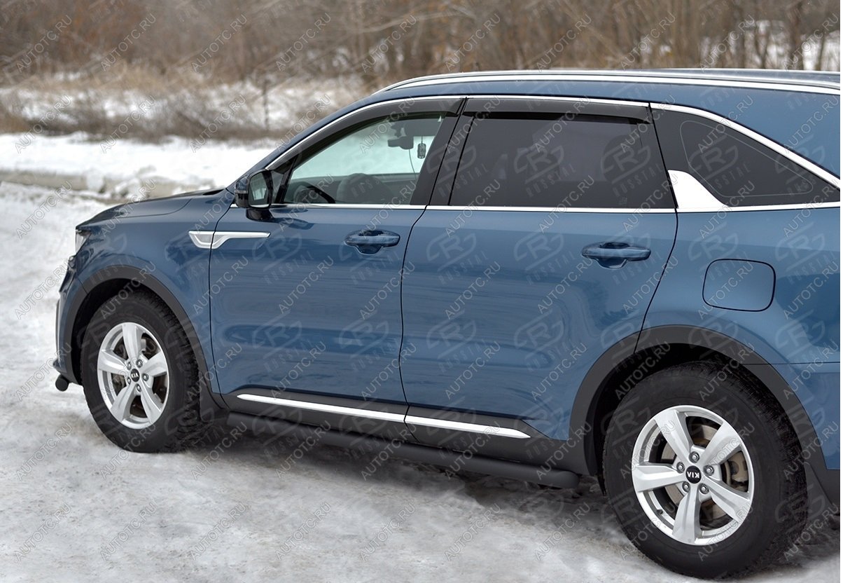12 949 р. Пороги труба d63 секции SLITKOFF KIA Sorento MQ4 (2020-2022) (черные)  с доставкой в г. Чебоксары