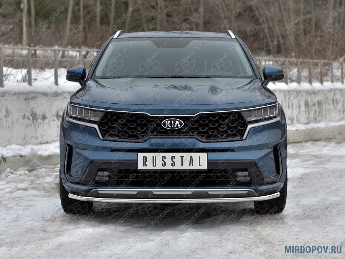 11 199 р. Защита переднего бампера d42 секции SLITKOFF KIA Sorento MQ4 (2020-2022) (нержавейка полированная)  с доставкой в г. Чебоксары