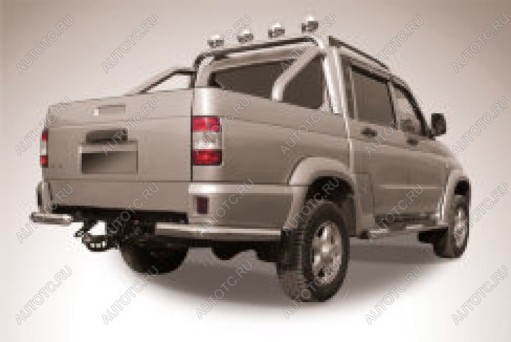 6 349 р. Защита заднего бампера уголки d76 Slitkoff Уаз Патриот 23632 2-ой рестайлинг пикап (2016-2025) (Сталь с полимерным покрытием в цвет серебристый)  с доставкой в г. Чебоксары
