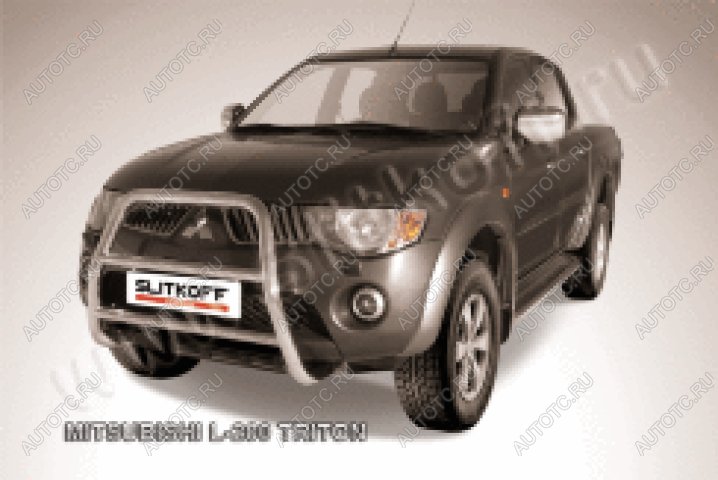 25 999 р.  Защита переднего бампера кенгурятник d57 высокий (Triton) Slitkoff  Mitsubishi L200  4 (2006-2014)  дорестайлинг (нержавейка полированная)  с доставкой в г. Чебоксары