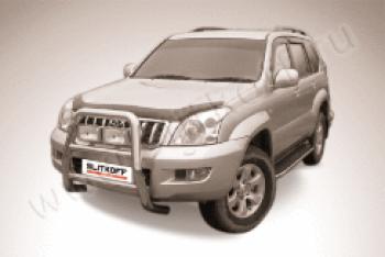 Защита переднего бампера кенгурятник d76 высокий Slitkoff Toyota Land Cruiser Prado  J120 (2002-2009) (нержавейка полированная)