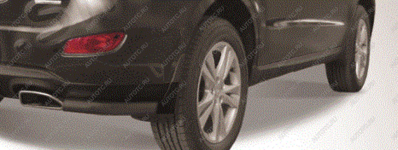 4 999 р. Защита заднего бампера уголки d57 Slitkoff  Hyundai Tucson  JM (2004-2010) ( Сталь с полимерным покрытием в цвет черный)  с доставкой в г. Чебоксары