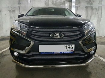 3 999 р. Защитная сетка в бампер (низ, 2 части, ячейка 3х7 мм) Alfeco Стандарт Лада XRAY (2016-2022) (Хром)  с доставкой в г. Чебоксары. Увеличить фотографию 4