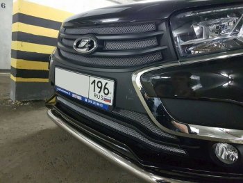 3 999 р. Защитная сетка в бампер (низ, 2 части, ячейка 3х7 мм) Alfeco Стандарт Лада XRAY (2016-2022) (Хром)  с доставкой в г. Чебоксары. Увеличить фотографию 3