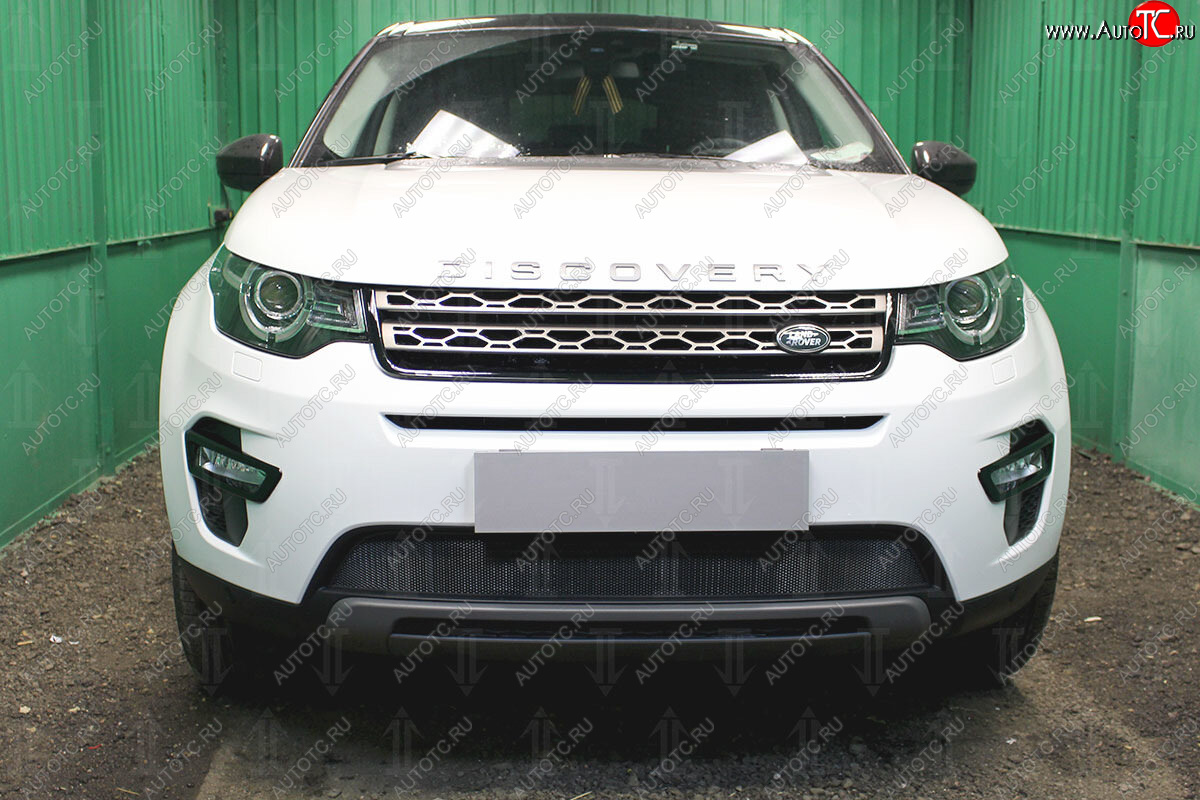 3 079 р. Защитная сетка в бампер (низ, ячейка 3х7 мм) Alfeco Стандарт Land Rover Discovery Sport L550 рестайлинг (2019-2025) (Чёрная)  с доставкой в г. Чебоксары