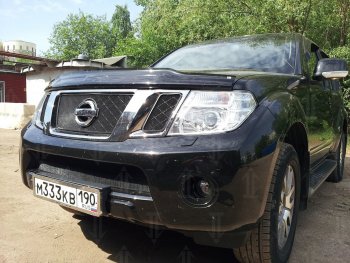 2 899 р. Защитная сетка в бампер (низ, ячейка 3х7 мм) Стрелка11 Стандарт Nissan Pathfinder R51 рестайлинг (2009-2014) (Чёрная)  с доставкой в г. Чебоксары. Увеличить фотографию 2