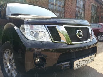 2 899 р. Защитная сетка в бампер (низ, ячейка 3х7 мм) Стрелка11 Стандарт Nissan Pathfinder R51 рестайлинг (2009-2014) (Чёрная)  с доставкой в г. Чебоксары. Увеличить фотографию 3