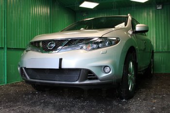 4 299 р. Защитная сетка в бампер (низ, ячейка 4х10 мм) Стрелка11 Премиум Nissan Murano 2 Z51 рестайлинг (2010-2016) (Чёрная)  с доставкой в г. Чебоксары. Увеличить фотографию 2