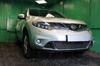 4 299 р. Защитная сетка в бампер (низ, ячейка 4х10 мм) Стрелка11 Премиум Nissan Murano 2 Z51 рестайлинг (2010-2016) (Чёрная)  с доставкой в г. Чебоксары. Увеличить фотографию 3