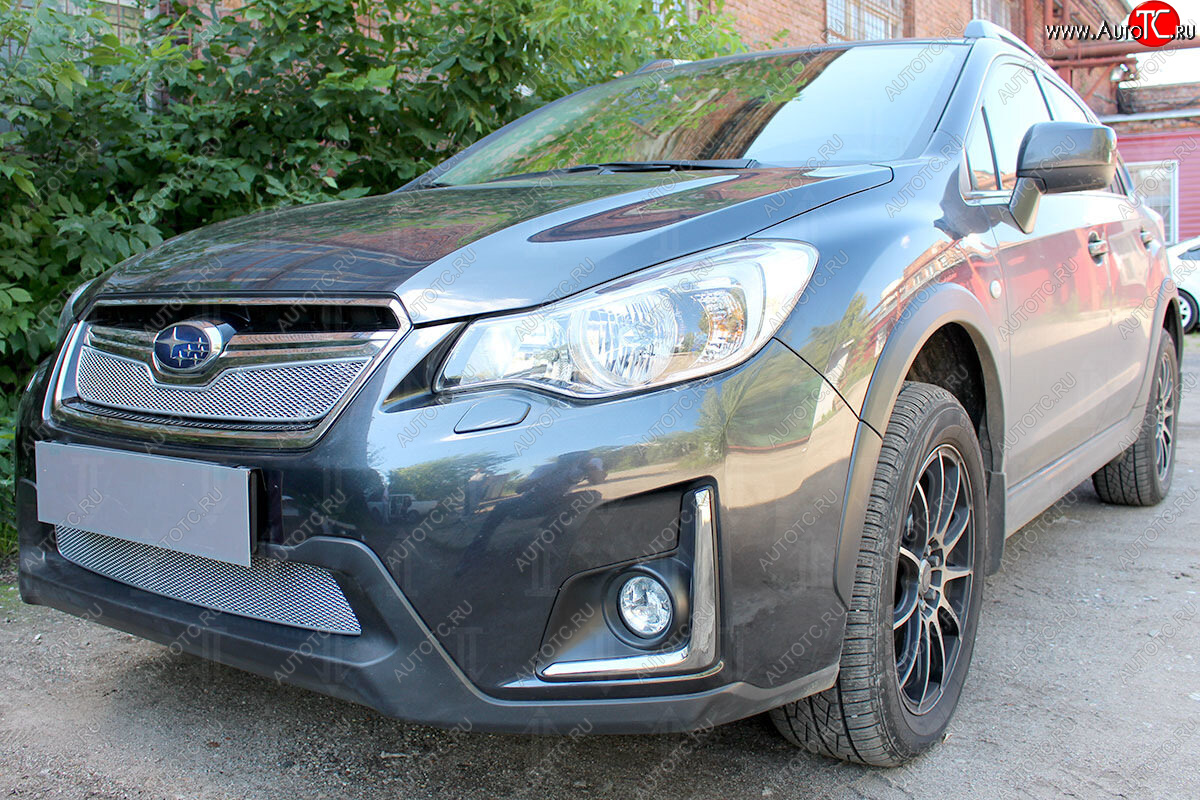 4 299 р. Защитная сетка в бампер (низ, ячейка 4х10 мм) Стрелка11 Премиум Subaru XV GP/G33 рестайлинг (2016-2017) (Хром)  с доставкой в г. Чебоксары
