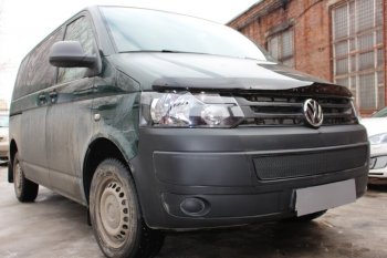 4 299 р. Защитная сетка в бампер (низ, ячейка 4х10 мм) Стрелка11 Премиум Volkswagen Transporter T5 рестайлинг (2009-2015) (Чёрная)  с доставкой в г. Чебоксары. Увеличить фотографию 2