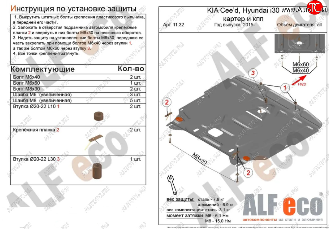 4 499 р. Защита картера двигателя и КПП Alfeco KIA Cerato 4 BD дорестайлинг седан (2018-2021) (Сталь 2 мм)  с доставкой в г. Чебоксары