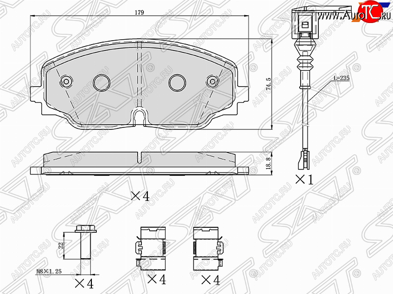 1 559 р. Колодки тормозные SAT (передние) Volkswagen Teramont CA1 дорестайлинг (2016-2020)  с доставкой в г. Чебоксары