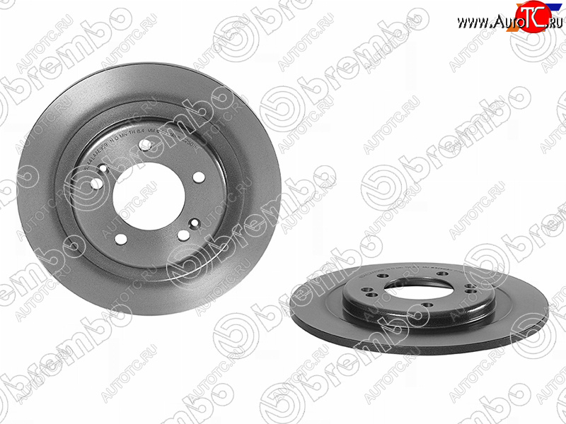 3 279 р. Задний тормозной диск (не вентилируемый, d 284) BREMBO  KIA Ceed  2 JD (2012-2018) дорестайлинг универсал, дорестайлинг, хэтчбэк, рестайлинг универсал, рестайлинг, хэтчбэк  с доставкой в г. Чебоксары
