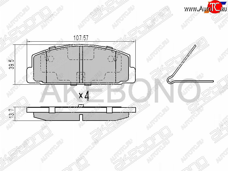 1 799 р. Задние тормозные колодки AKEBONO Mazda 323/Familia седан BJ дорестайлинг (1998-2000)  с доставкой в г. Чебоксары