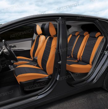 13 849 р. Чехлы сидений (экокожа) Автопилот Audi Q5 8R дорестайлинг (2008-2012) (оранж/черный)  с доставкой в г. Чебоксары. Увеличить фотографию 7