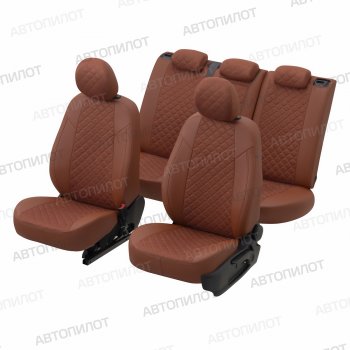 14 449 р. Чехлы сидений (экокожа/алькантара, S-Line) Автопилот Ромб Audi Q5 8R дорестайлинг (2008-2012) (коричневый)  с доставкой в г. Чебоксары. Увеличить фотографию 5