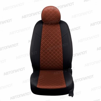 10 449 р. Чехлы сидений (экокожа/алькантара) Автопилот Ромб Hyundai Sonata NF дорестайлинг (2004-2008) (черный/темно-коричневый)  с доставкой в г. Чебоксары. Увеличить фотографию 4