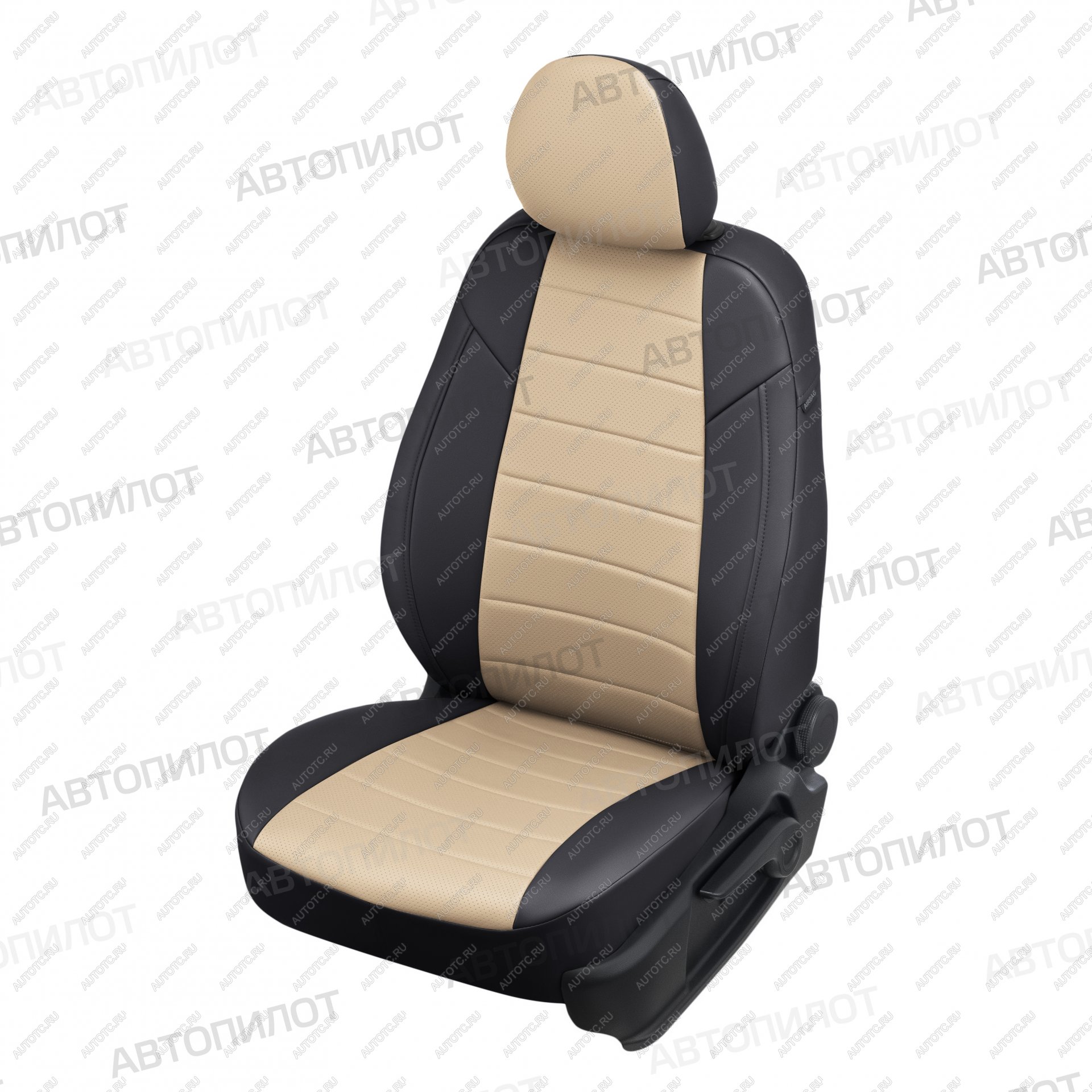 8 399 р. Чехлы на сиденья Экокожа (к. Drive экокожа) Автопилот Mazda CX-5 KF (2016-2025) (черный/бежевый)  с доставкой в г. Чебоксары