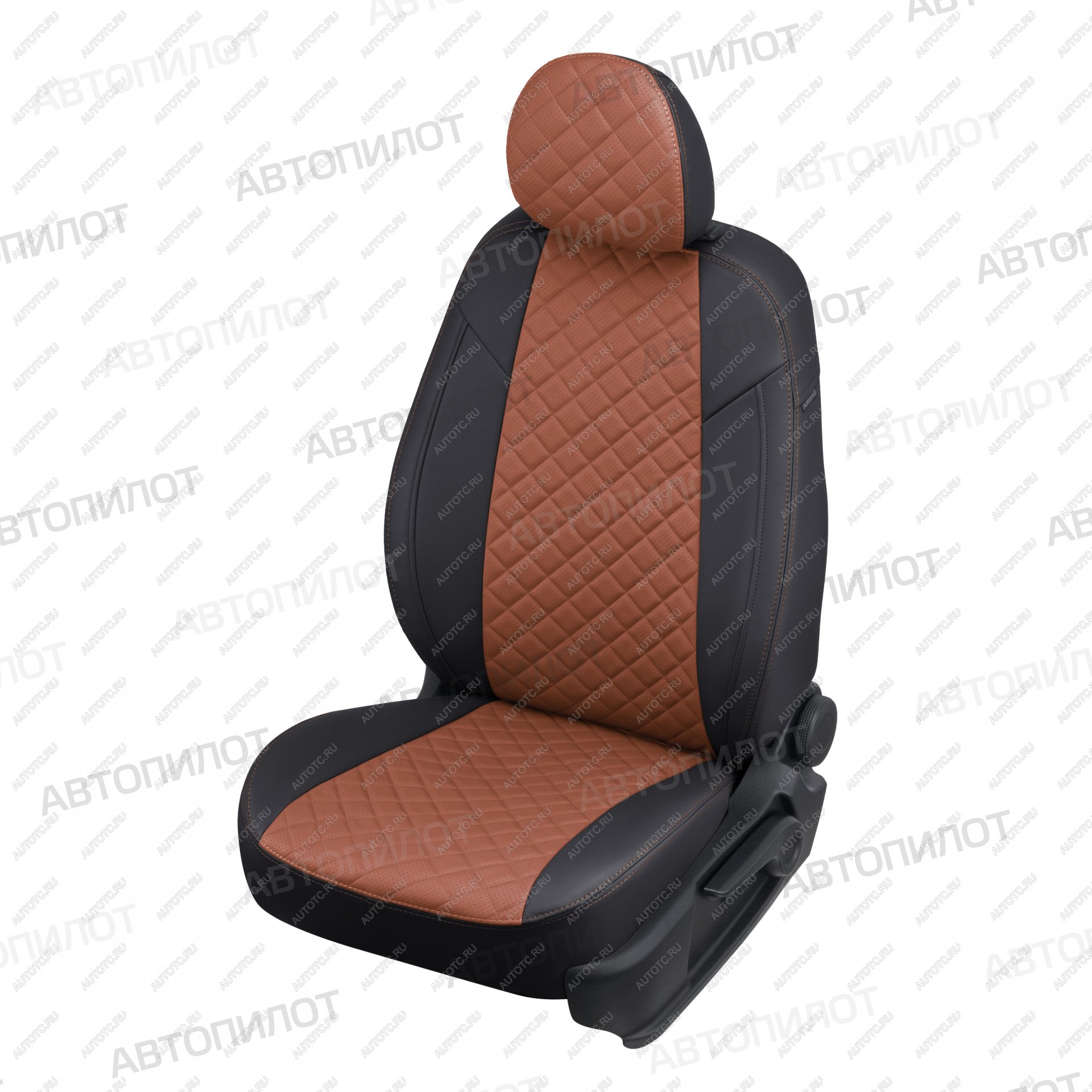 8 749 р. Чехлы на сиденья Ромб (к. Drive экокожа) Автопилот Mazda CX-5 KF (2016-2025) (черный/коричневый)  с доставкой в г. Чебоксары