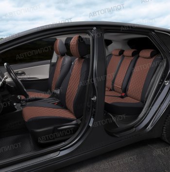 14 249 р. Чехлы сидений (экокожа, спл. с подлок.) Автопилот Ромб Audi A6 С4 седан (1994-1997) (черный/темно-коричневый)  с доставкой в г. Чебоксары. Увеличить фотографию 7