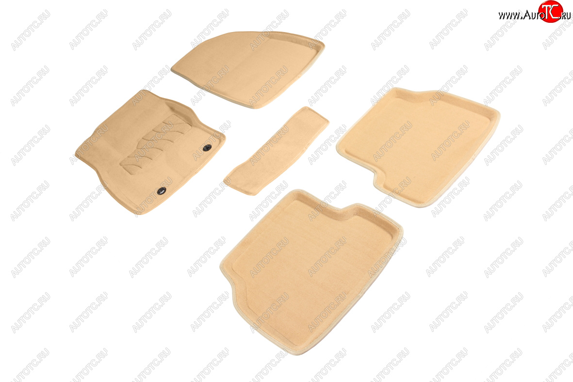 6 699 р. Комплект ковриков салона (ворсовые, 3D) SEINTEX Ford Focus 2 универсал дорестайлинг (2004-2008) (Бежевый)  с доставкой в г. Чебоксары