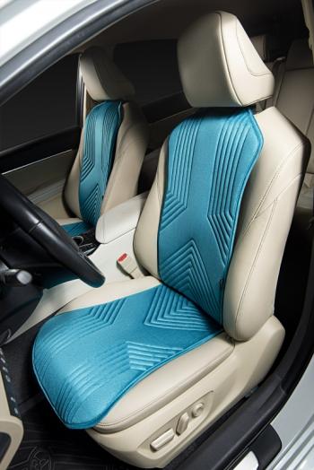2 579 р. Накидка на сиденье (1 место Афины) ЛЮКС ст ВАН ВЭЙ Lord Autofashion FAW J6 СА3250 шасси (2013-2025) (бирюзовый, строчка темно-бирюзовая)  с доставкой в г. Чебоксары. Увеличить фотографию 5