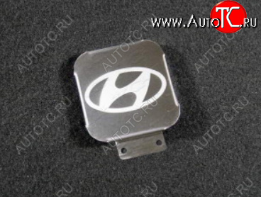 1 999 р. Заглушка на фаркоп с логотипом Hyundai (на фаркопы TCC, нержавеющая сталь) TCC Hyundai I30 Fastback PD (2017-2023)  с доставкой в г. Чебоксары