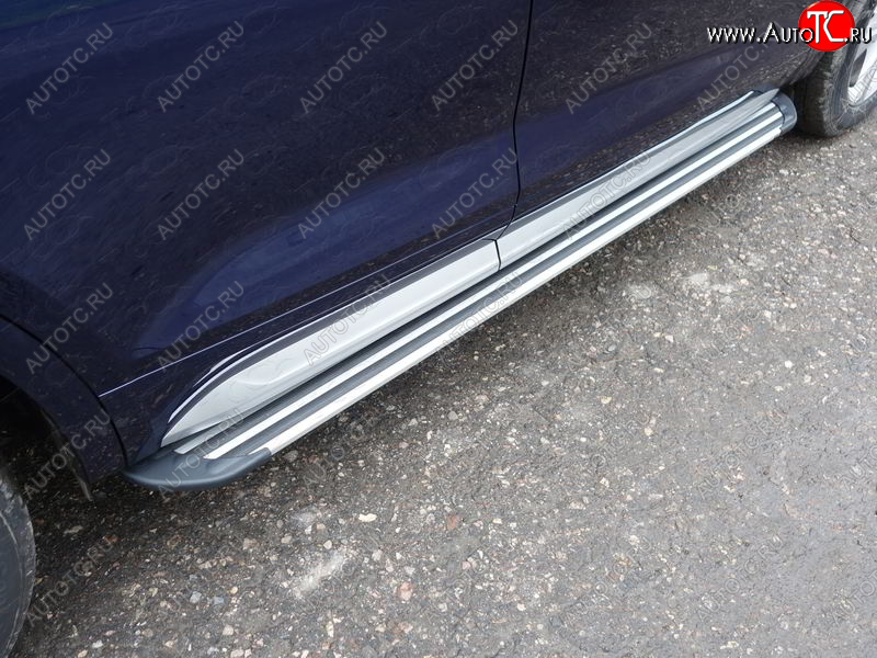 20 599 р. Пороги алюминиевые (без пневмоподвески) Slim Line Audi Q5 8R рестайлинг (2012-2017) (Серебро)  с доставкой в г. Чебоксары