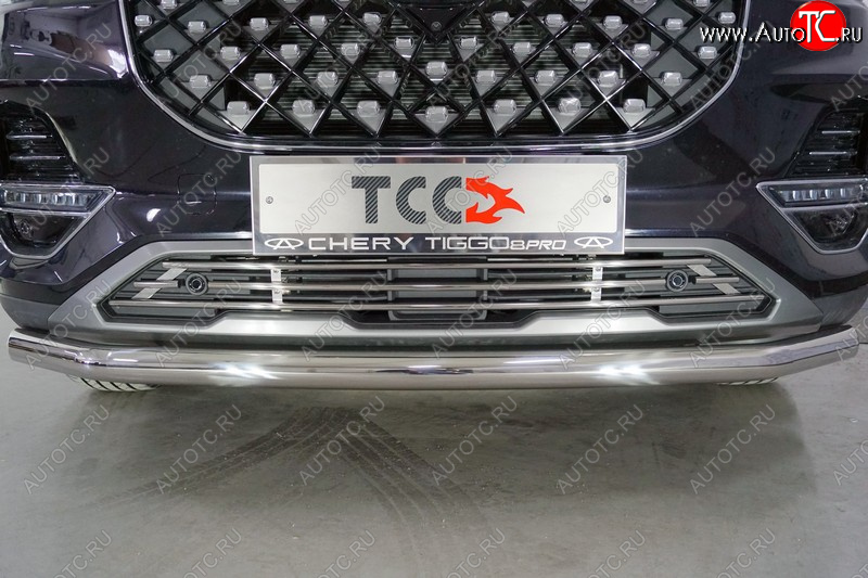 7 349 р. Нижняя декоративная вставка в бампер ТСС Тюнинг Chery Tiggo 8 PRO (2021-2025) (d 12 мм)  с доставкой в г. Чебоксары