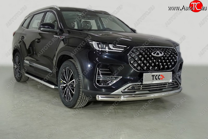 22 999 р. Защита переднего бампера нижняя овальная 75х42 мм ТСС Тюнинг Chery Tiggo 8 PRO (2021-2025) (нержавейка)  с доставкой в г. Чебоксары