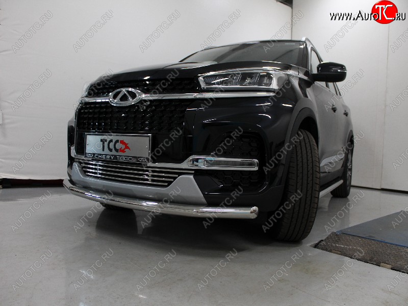 20 749 р. Защита переднего бампера нижняя d60,3 мм ТСС Тюнинг Chery Tiggo 8 (T18) дорестайлинг (2018-2022) (нержавейка)  с доставкой в г. Чебоксары