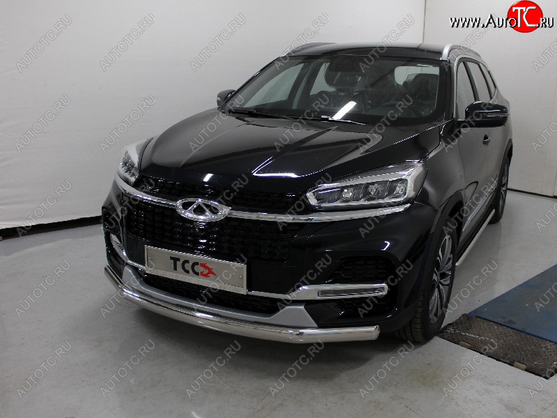 23 899 р. Защита переднего бампера нижняя овальная 75х42 мм ТСС Тюнинг Chery Tiggo 8 (T18) дорестайлинг (2018-2022) (нержавейка)  с доставкой в г. Чебоксары