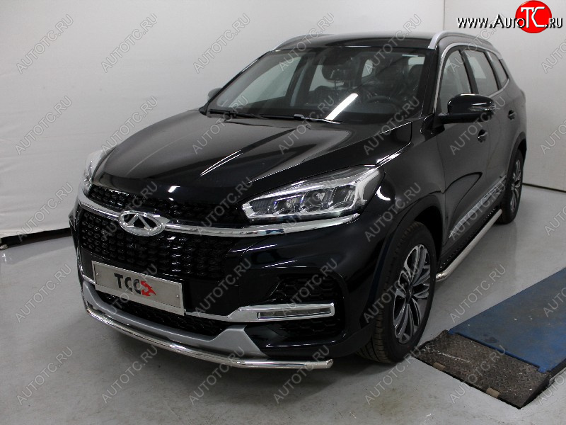 15 399 р. Защита переднего бампера нижняя d42,4 мм ТСС Тюнинг Chery Tiggo 8 (T18) дорестайлинг (2018-2022) (нержавейка)  с доставкой в г. Чебоксары