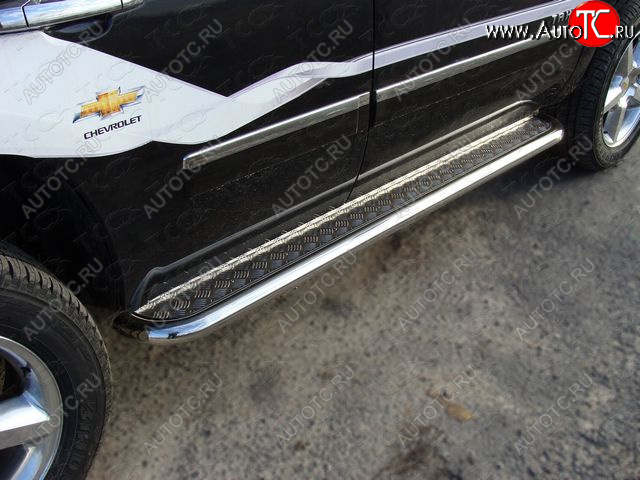36 999 р. Пороги с площадкой 60,3 мм ТСС Тюнинг Chevrolet Tahoe GMT900 5 дв. (2006-2013) (серые)  с доставкой в г. Чебоксары