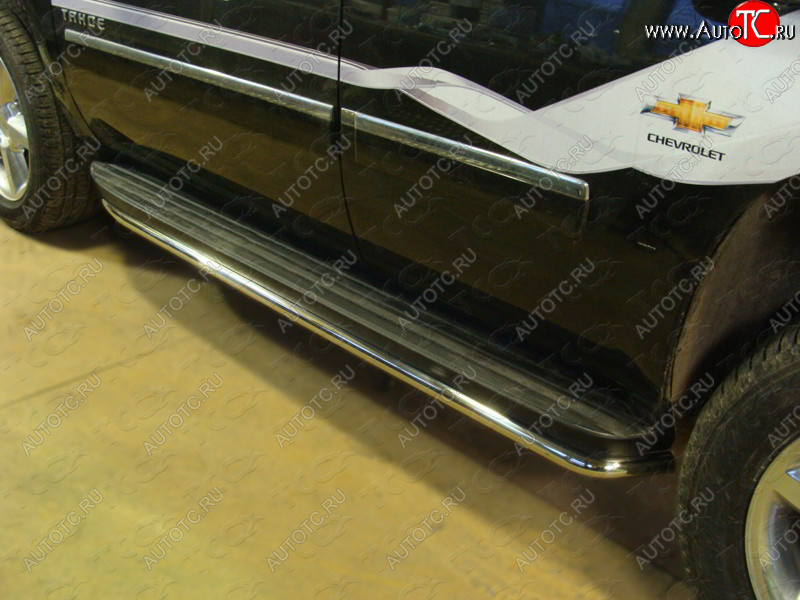 27 449 р. Защита порогов алюминий 60,3 мм, ТСС Тюнинг Chevrolet Tahoe K2UC (2014-2021)  с доставкой в г. Чебоксары