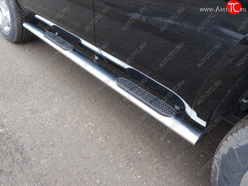 43 949 р. Пороги овальные с накладкой 120x60 мм ТСС Тюнинг Chevrolet Tahoe K2UC (2014-2021) (серые)  с доставкой в г. Чебоксары