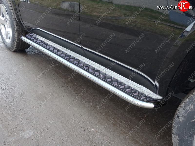 36 999 р. Пороги с площадкой 60,3 мм ТСС Тюнинг Chevrolet Tahoe K2UC (2014-2021) (серые)  с доставкой в г. Чебоксары