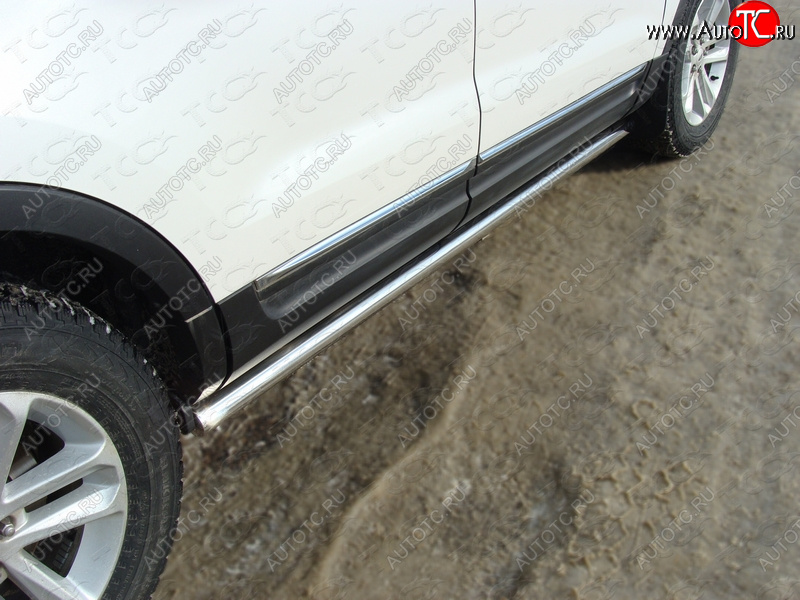 23 549 р. Защита порогов труба d60,3 мм ТСС Тюнинг Ford Explorer U502 дорестайлинг (2010-2016) (серые)  с доставкой в г. Чебоксары