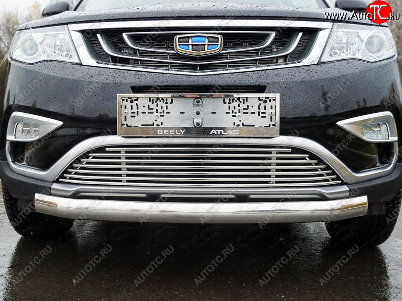 11 749 р. Нижняя декоративная вставка в бампер ТСС Тюнинг Geely Atlas NL3 (2016-2022) (d 12 мм)  с доставкой в г. Чебоксары
