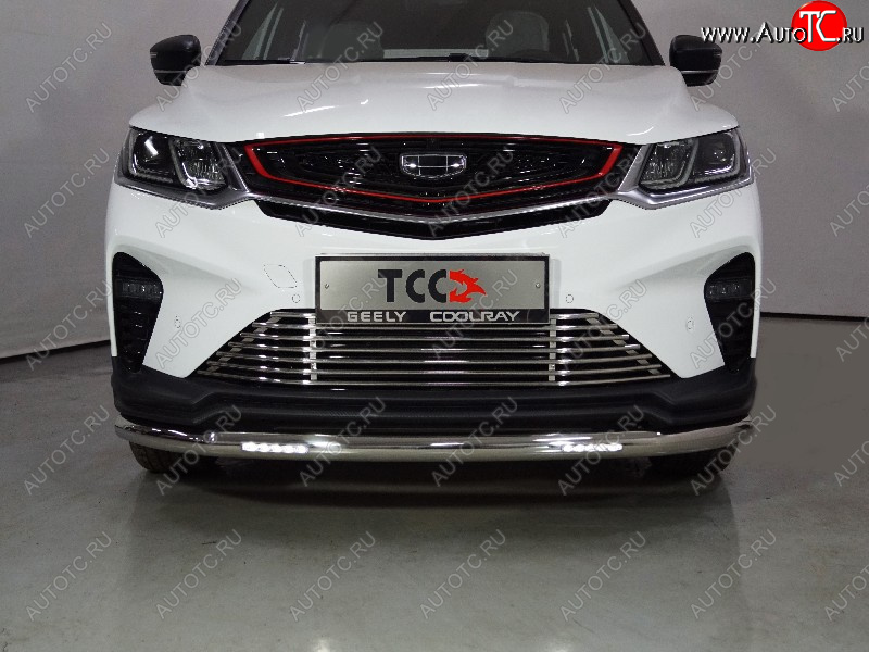 32 999 р. Защита переднего бампера нижняя с ДХО 60,3 мм ТСС Тюнинг Geely Coolray SX11 дорестайлинг (2018-2023) (нержавейка)  с доставкой в г. Чебоксары